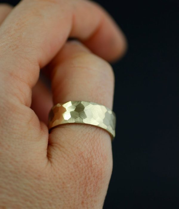 K yellow gold mm facteted band on hand