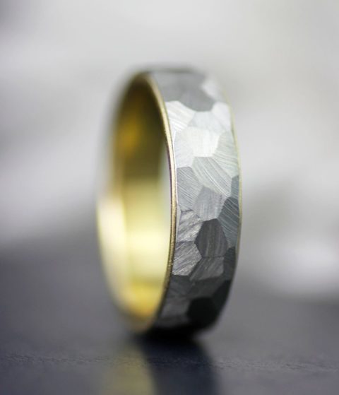 Gold Lined Faceted Gender Neutral Band