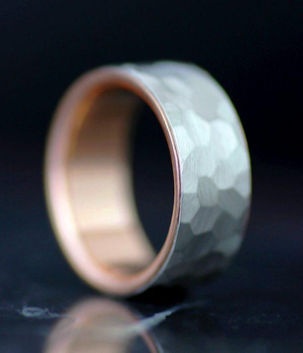Gold Lined His Hers Theirs Faceted Wedding Band