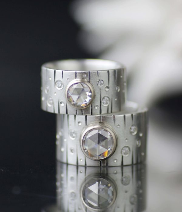 Meteor Shower With Rose Cut Moissanite  scaled