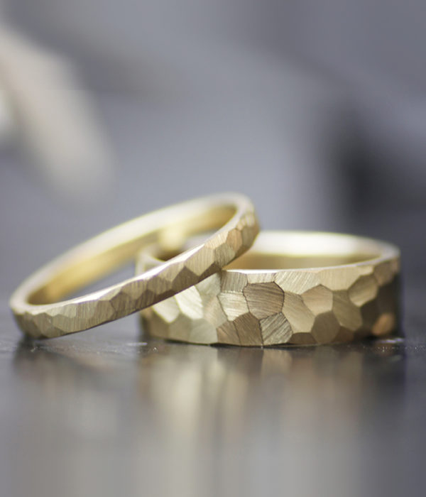 gold faceted bands for