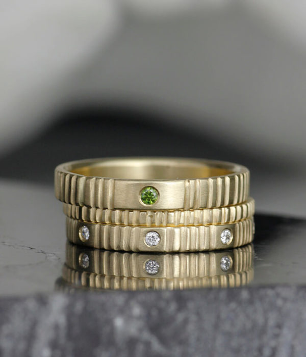 green and white diamond crenelated stacking set