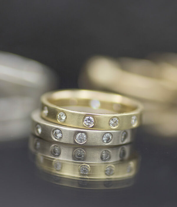 3mm white and yellow gold eternity rings