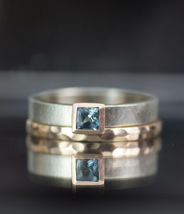 modern mixed metals square soliatre with band scaled
