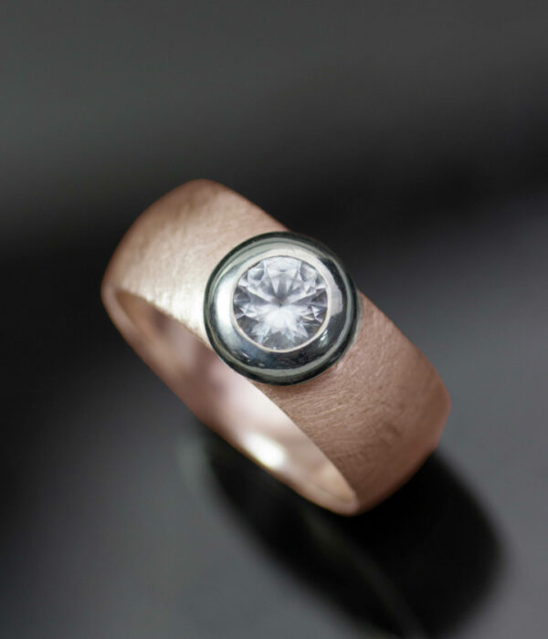 two textures topaz dome settting rose gold