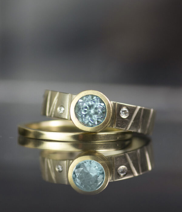Sapphire Mixed Metals Diamond Studded Bark Band - Image 4