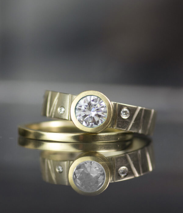 Sapphire Mixed Metals Diamond Studded Bark Band - Image 2