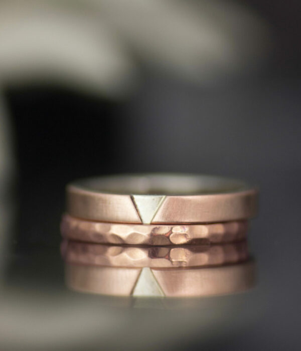 pink triangle faceted band set
