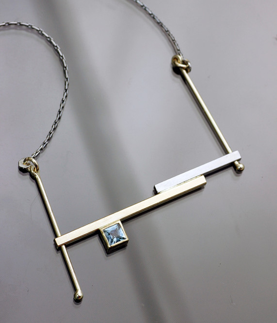 square blue sapphire fusion necklace