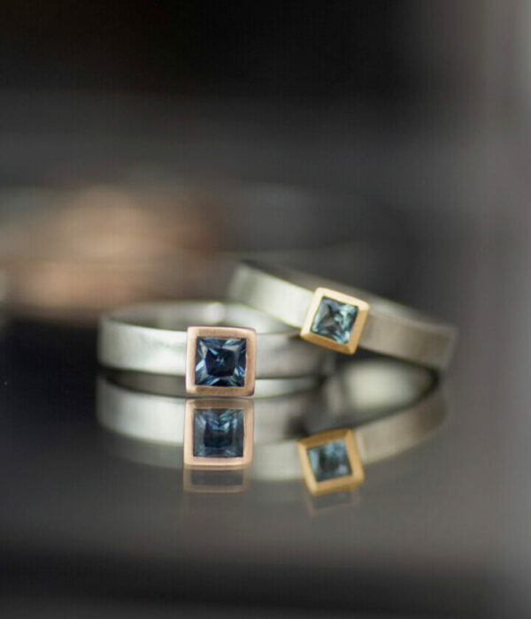 modern square sapphire small and large