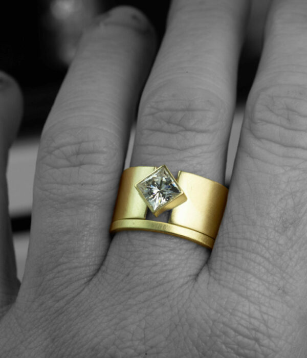 Flat Band Solitaire Engagement Ring at Diamond and Gold Wa