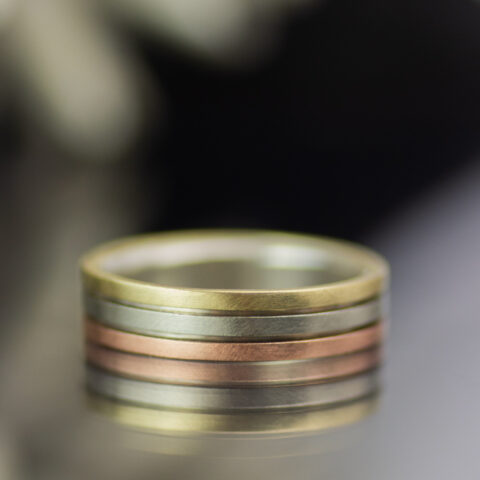 Parallel Lines Tri-Tone Minimalist Gender Neutral Wedding Band - Image 8