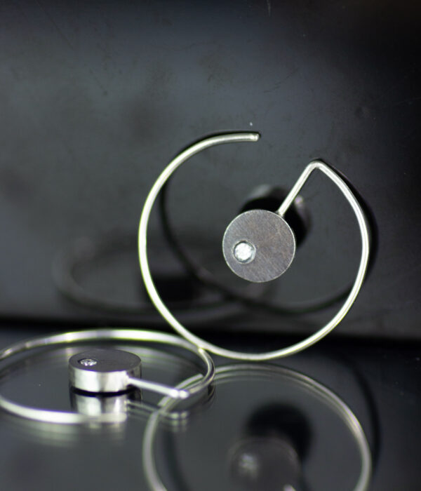 2 Diamond Orbit Reverse Threader Sterling Silver Earrings Scaled