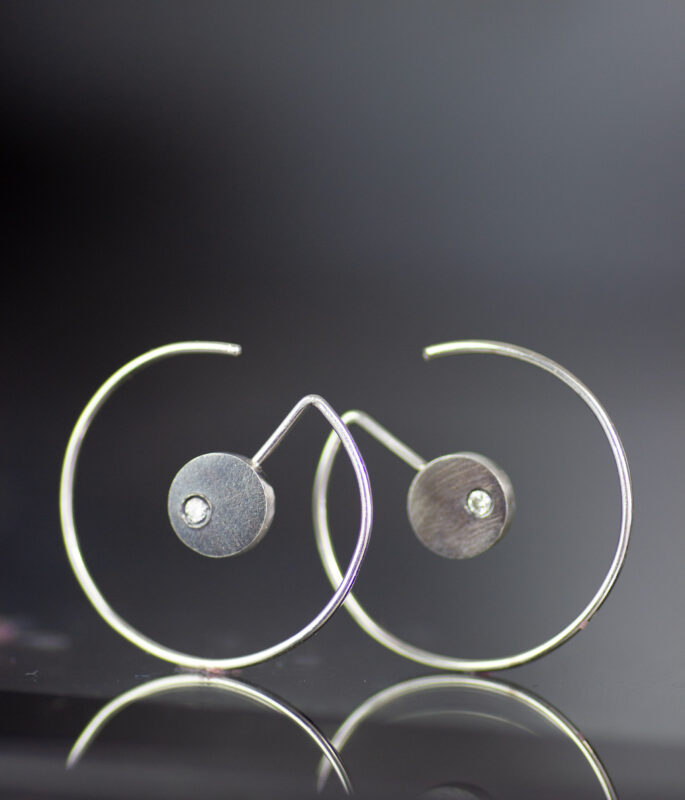 4 Diamond Orbit Reverse Threader Sterling Silver Earrings 1 Scaled