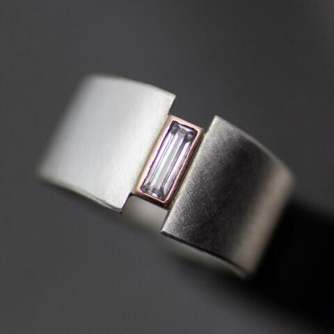 Baguette Tapered Lunar Eclipse Mixed Metals Alt Engagement Ring Or Wedding Band Scaled