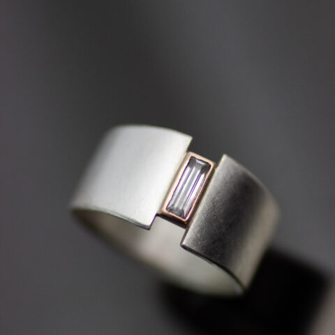 Baguette Tapered Lunar Eclipse White Sapphire Mixed Metals Alt Engagement Ring Or Wedding Band Scaled