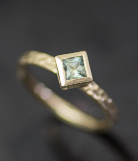 Main Moonscape Textured Square Sapphire Modern Engagement Ring Scaled