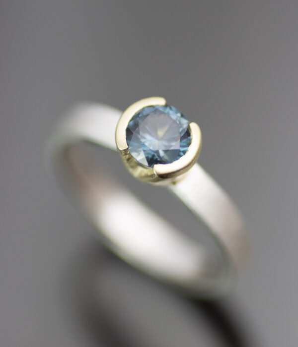 Main Sapphire Modern Half Bezel Solitaire In 14k Yellow And White Gold Scaled