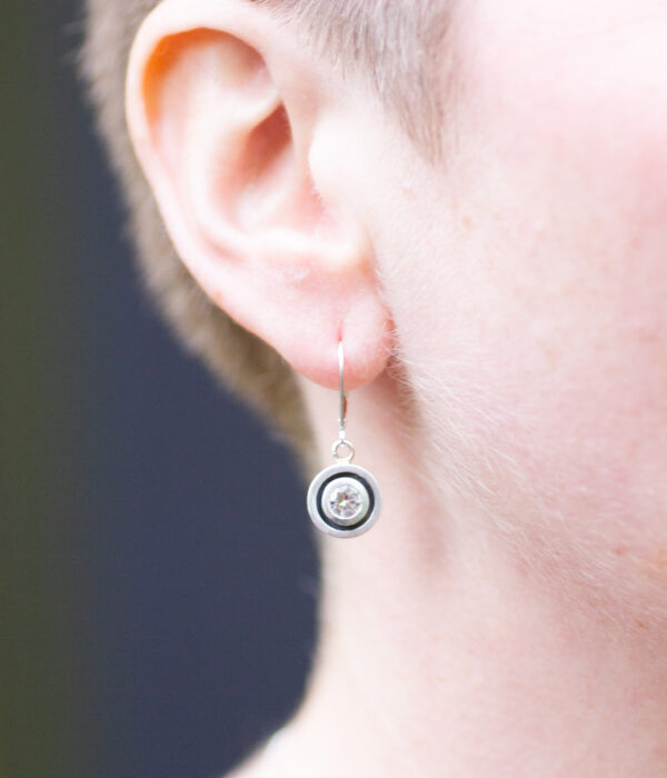 Model Sapphire Double Circle Lever Back Earrings Scaled