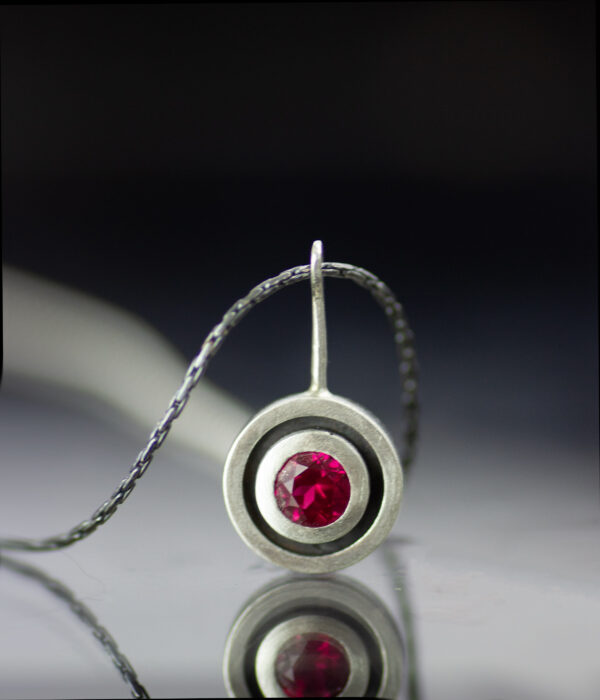 Double Circle Ruby Pendant Necklace Scaled