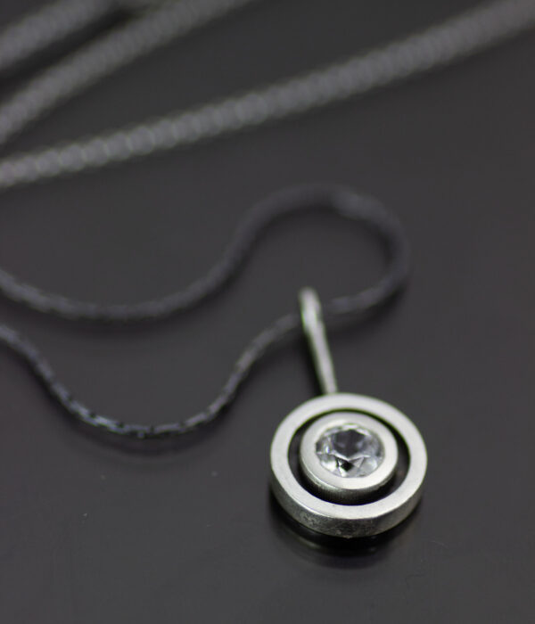 Double Circle Sapphire Pendant Necklace Scaled