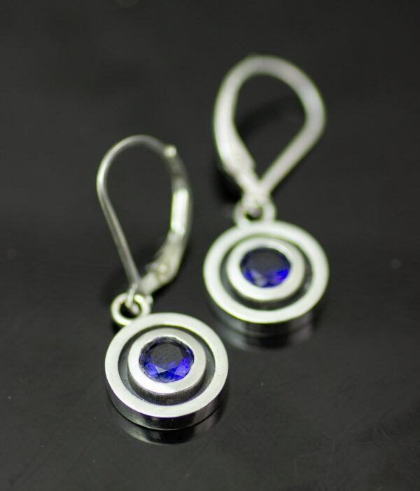 Doulbe Circle Sapphire Dangle Earrings Scaled