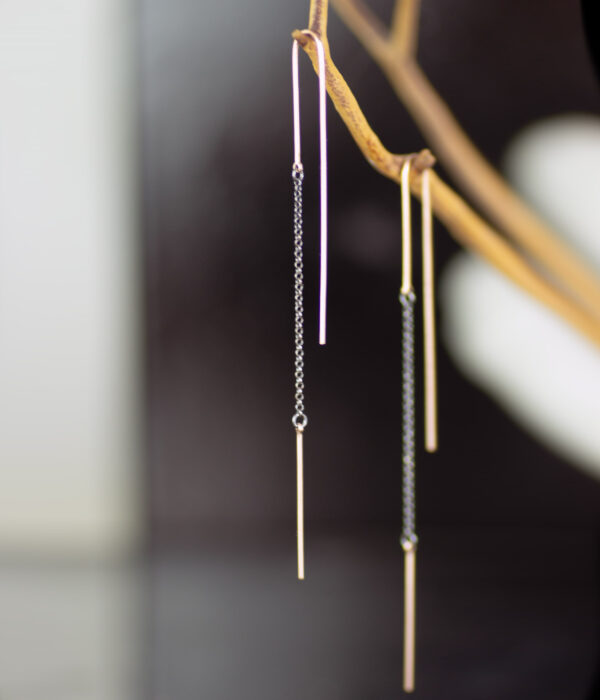 Modern Simple Line And Chain Earrings Scaled
