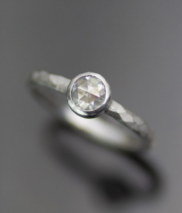 Platinum Faceted Solitaire With Rose Cut Moissanite 3 Scaled