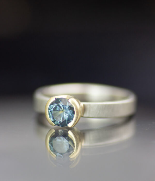 Sapphire Modern Half Bezel Solitaire In 14k Yellow Gold And Platinum 4 Scaled