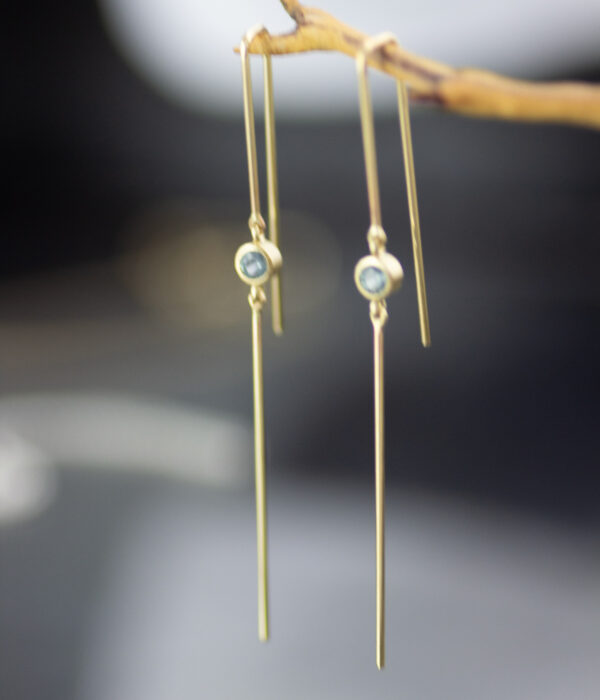 Sticks And Stone Gold And Sapphire Dangle Earrings In Yellow Gold Hanging Scaled