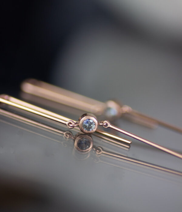 Sticks And Stones Rose Gold Earrings With Montana Sapphire 2 Scaled