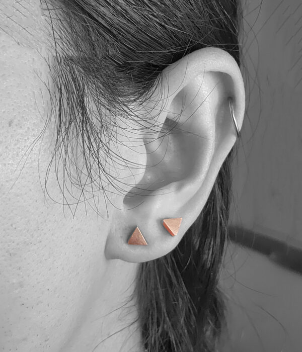 Pink Triangle Modern Minimalist Gold Studs - Image 9