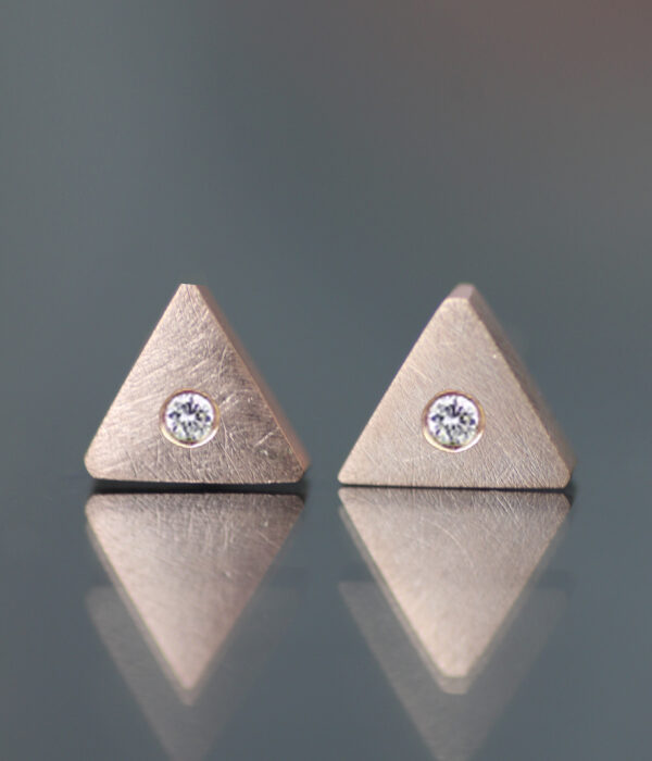 Pink Triangle Modern Minimalist Gold Studs - Image 4