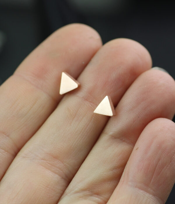 Pink Triangle Modern Minimalist Gold Studs - Image 5